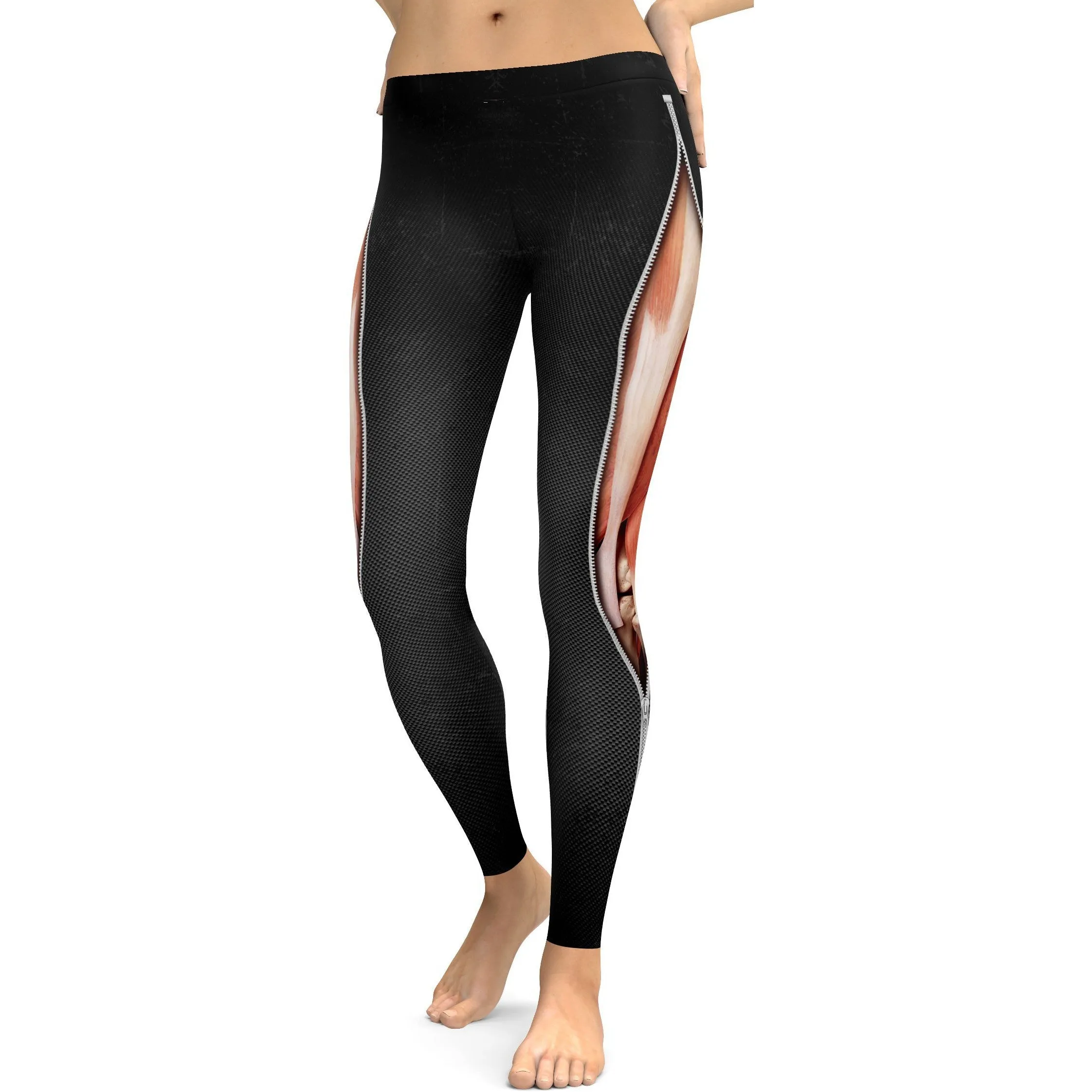 Realistic Muscles with Zipper Leggings