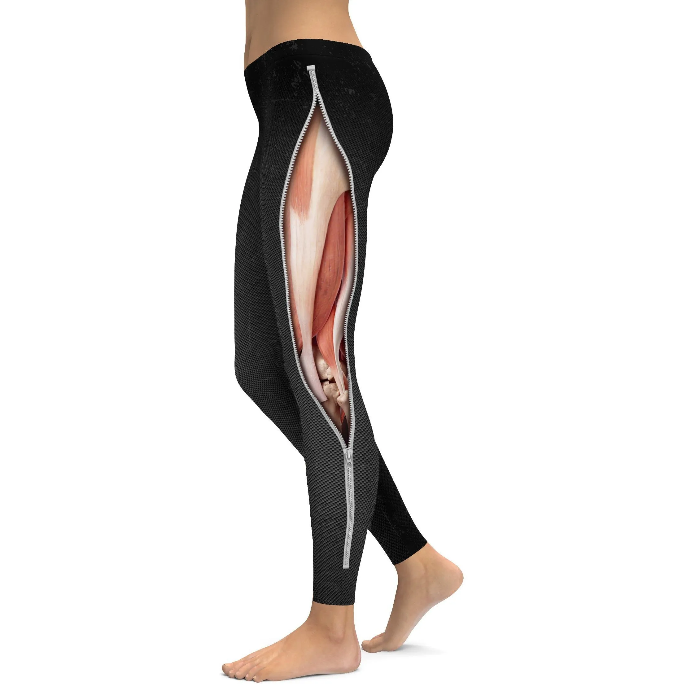 Realistic Muscles with Zipper Leggings