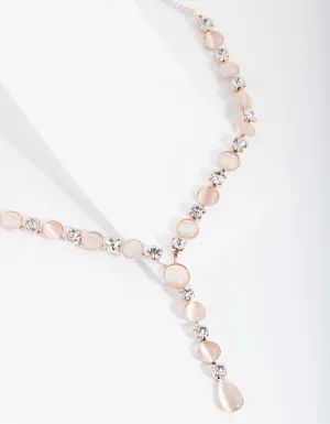 Rose Gold Catseye Gem Necklace