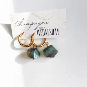 Sally- Chunky hoop labradorite earrings