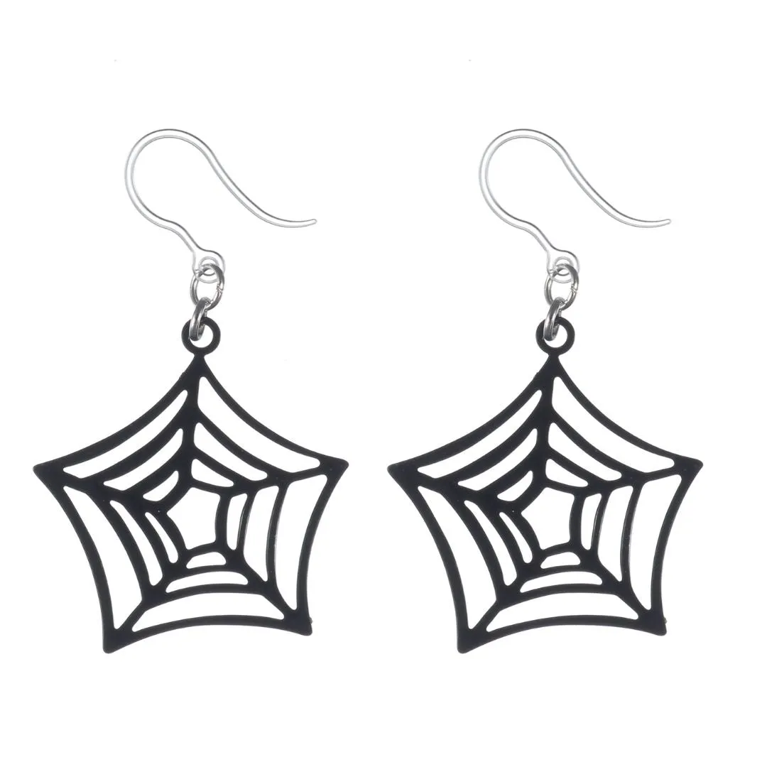 Spider Web Dangles Hypoallergenic Earrings for Sensitive Ears Made with Plastic Posts