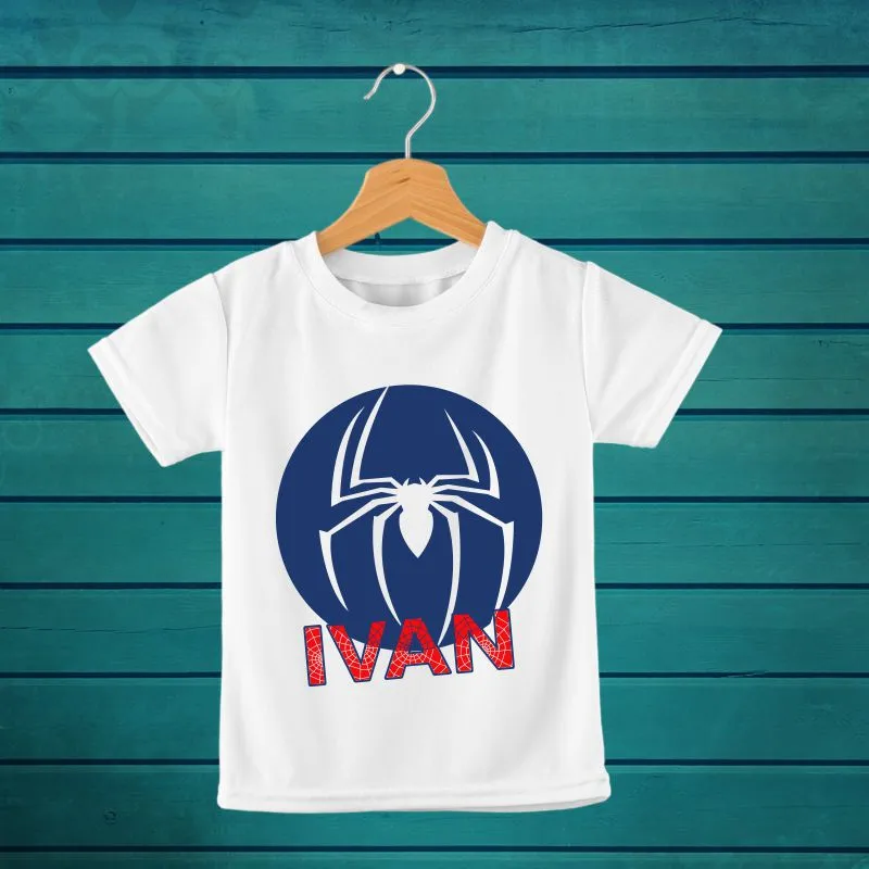 Spiderman Themed Custom Name T-Shirt for Kids