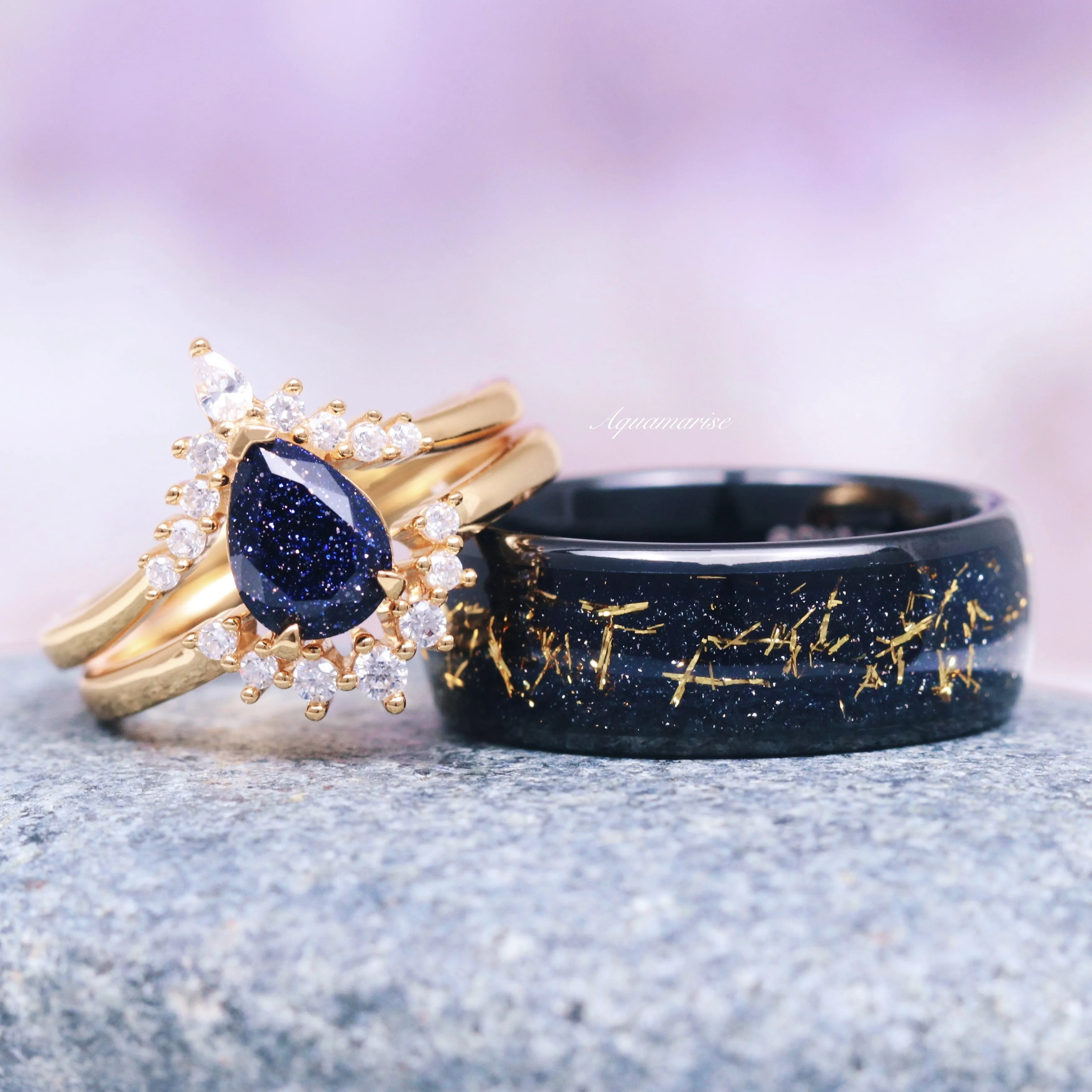 Starry Night Ring Set- 14K Yellow Gold Vermeil