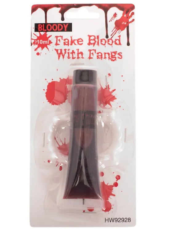 Vampire 10ml Fake Blood And Fangs Halloween Set