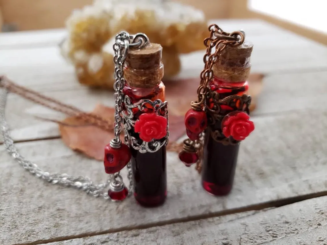 Vampire blood vial necklace