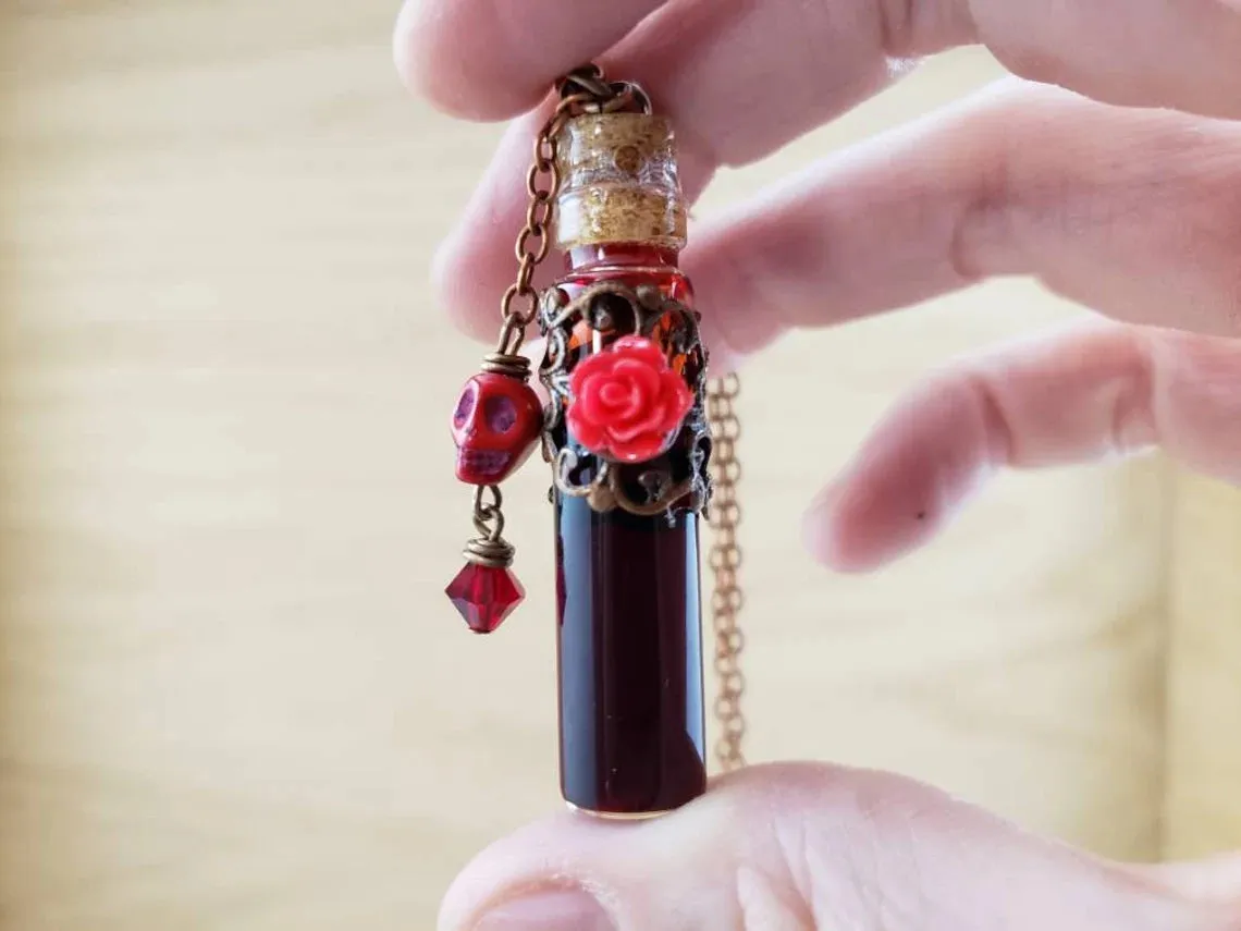 Vampire blood vial necklace