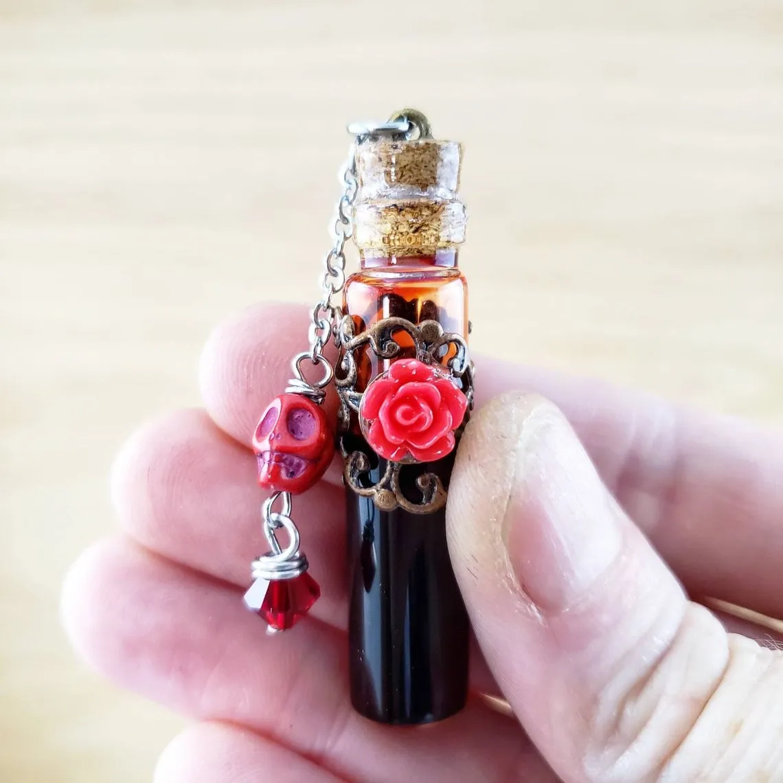 Vampire blood vial necklace